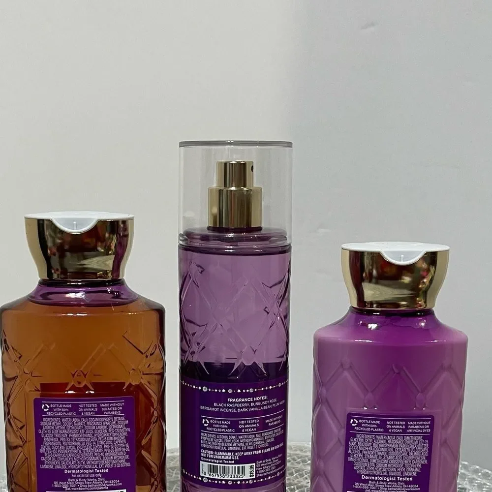 BBW Dark Kiss Fragrance Mist, Body Wash and Body Lotion set of 3 NWT